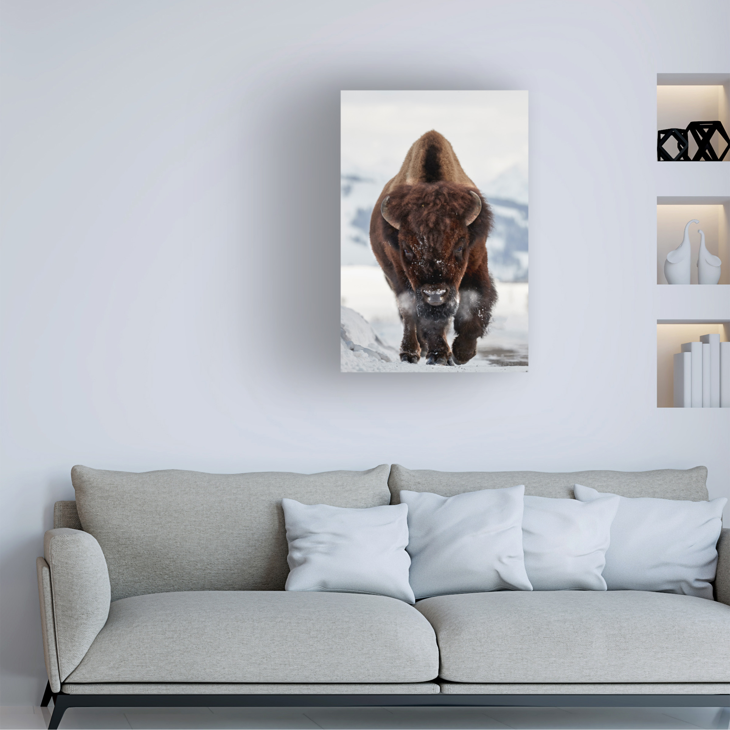Trademark Fine Art Peter Hudson Bison Incoming Canvas Wall Art - 30x47