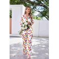thumbnail image 4 of Ekouaer Satin Pajama Set for Women Silky Sleepwear Long Sleeve Top and Pants Button Down Pjs Lounge Set, 4 of 6