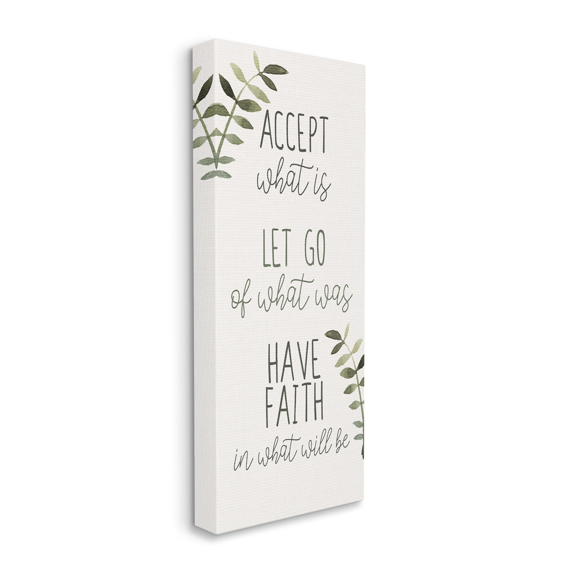 Stupell Industries Accept & Have Faith Botanical & Floral Painting Gallery Wrapped Canvas Art Print Wall Art, 13 x 30