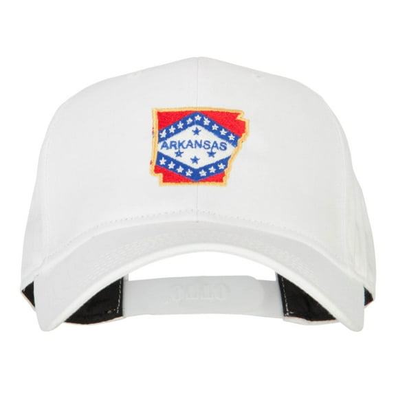 Arkansas State Map Flag Embroidered Solid Cotton Pro Cap - White OSFM