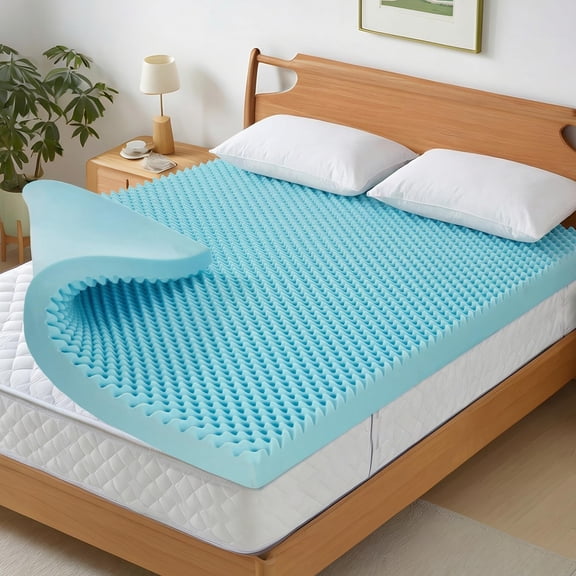 3 Inch Twin Size Memory Foam Mattress Topper with Cooling Gel Egg Crate Mattresses Top, Cooling Gel, Plush Feel Breathable Pressure Relief Matress Pad