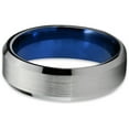 thumbnail image 2 of P. Manoukian Tungsten Wedding Band Ring 6mm for Men Women Blue Grey Beveled Edge Brushed Lifetime Guarantee Size 11.5, 2 of 4