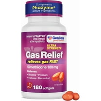 GenCare Ultra Strength Gas Relief Simethicone 180mg Anti Flatulence, 180 Softgels