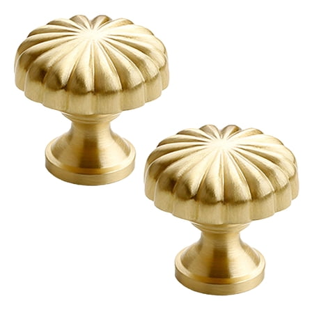 2 Pcs Brass Cabinet Knobs, Gold Kitchen Cabinet Knobs, Vintage Round Kitchen Knobs, French Style Dresser Drawer Pulls, Hardware For Cabinets and Drawers