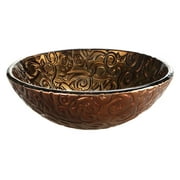 Xylem RVE165 Reflex Round Glass Vessel Sink - Metallic Brown Copper Vine