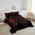 thumbnail image 2 of Manfei Black Red Gradient Twin Comforter Sets, Stripes Bedding Set, 2pcs, 2 of 8