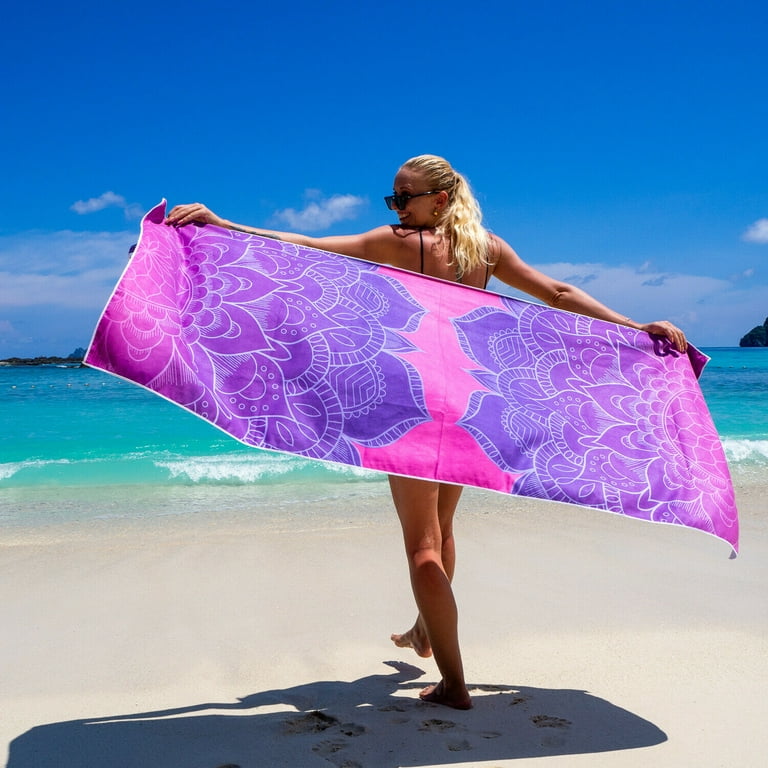 Mandala Beach Towels, 30x70 in, Oversized Beach Towel w/ Travel