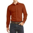 thumbnail image 1 of Men's Dress Shirt Long Sleeve Regular Fit Button Up Pocket Solid Standard Cuff Copper, 1 of 2