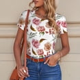 thumbnail image 6 of Pofeuu Rose Flowers Print Short Sleeve Body Suits Women Round Neck Bodysuits for Women Onesie Adult Set Body Suit-Medium, 6 of 7