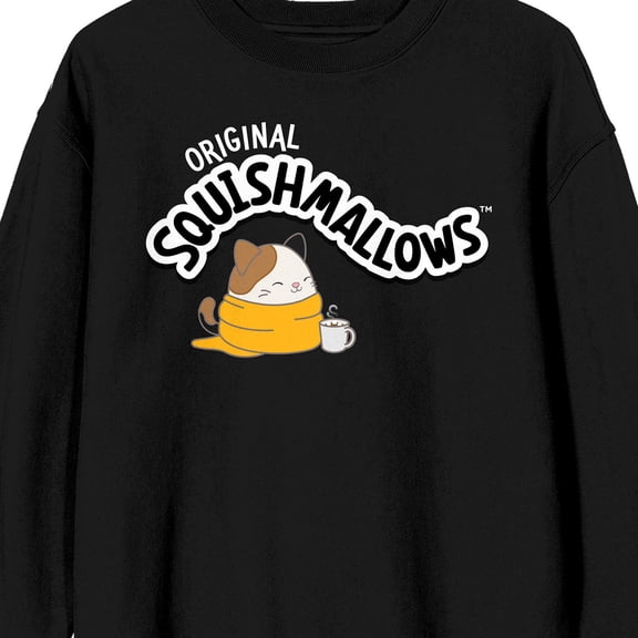 Squishmallows Cam the Cat Juniors Black Oversized Sweatshirt-Medium