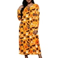 thumbnail image 2 of Women's Plus Halloween Nightgown Pumpkin Ghost Print Crewneck Long Sleeve Dress Fall Loungewear Sleep Maxi Dress, 2 of 7