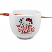 Angle View: Hello Kitty Cup Noodle Japanese Dinnerware Set | 20-Ounce Ramen Bowl, Chopsticks