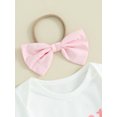 thumbnail image 4 of Newborn Baby Girls Summer Skirt Sets Short Sleeve Letter Donut Print Romper Tulle Skirt Headband, 4 of 7