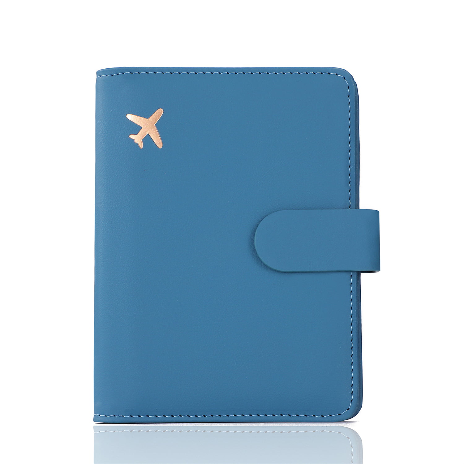Yuanbang Lovers Couple Passport Cover Simple Airplane Men Women Travel Card Document Hot Stamping Wallet, Size: 1 Pack, Blue