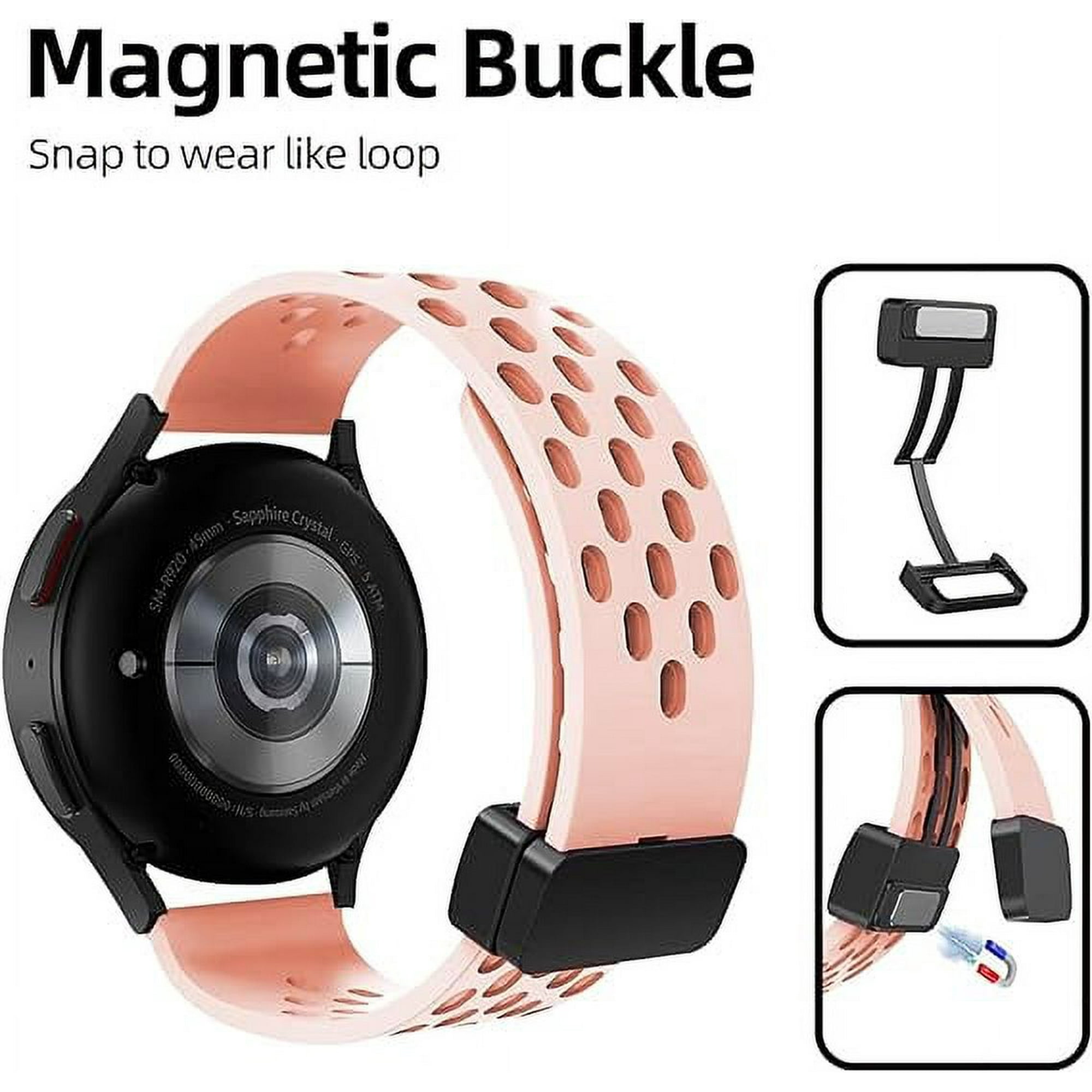 Magnetic Watch Strap for Samsung Galaxy Watch 6 Watch 6 Classic Watch 5 Pro 20mm Watch Band Silicone Sports Watch Strap with Magnetic Buckle Men Women Walmart