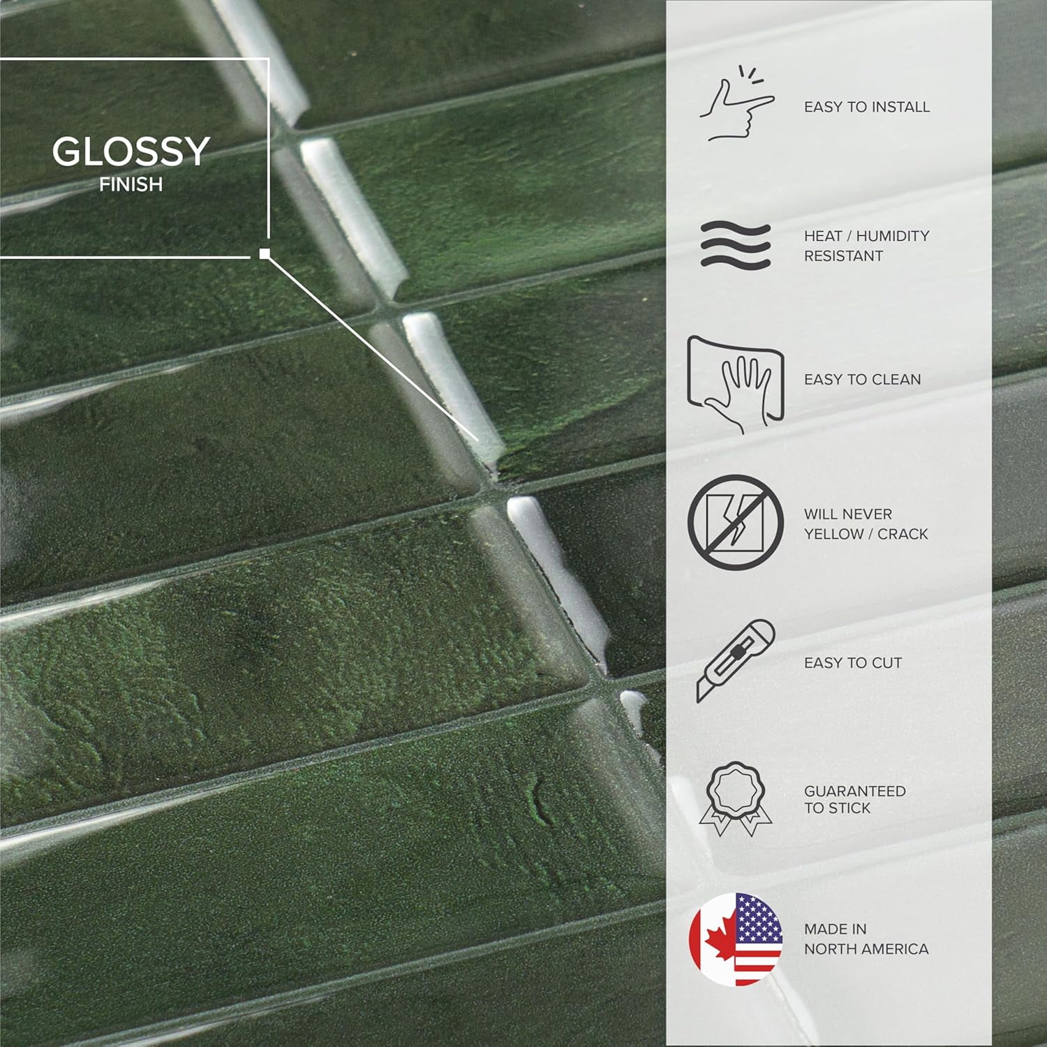 Peel and Stick Backsplash – 5 Sheets, 11.43" x 9" Each – 3D Adhesive Peel and Stick Tile Backsplash for Kitchen, Bathroom, Wall Tile, Sefrou Green