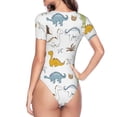 thumbnail image 4 of Haiem Dinosaur Women's Crew Neck Short Sleeve Bodysuit Tops Stretchy Slim Basic-Small, 4 of 9
