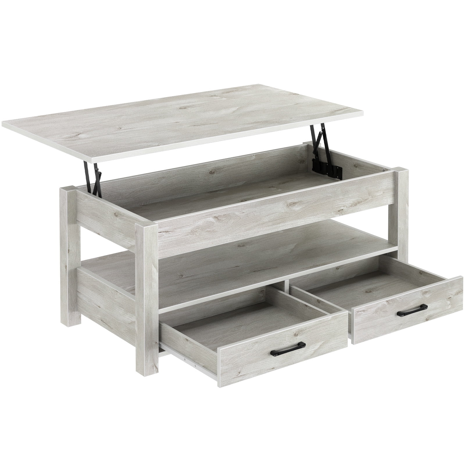 Greenstell Coffee Table, 39" Lift Top Coffee Table with Drawers and Hidden Compartment, Gray
