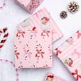 thumbnail image 2 of MetalM Pink Bow Christmas Wrapping Paper Roll - 17 Inches X 33 Feet (47 sq. ft. ttl.) Candy Cane Bow Design Pink Gift Wrap Stone Paper for Xmas, Holiday, Party, 2 of 14