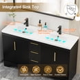 thumbnail image 6 of Eclife 60-inch Double Sink Bathroom Vanity with Integrated Tops, Soft-Close Hinges, Fluted Door Design, Mid-Century Modern, 6 of 10