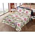 thumbnail image 4 of Ambesonne Tropical Fitted & Flat Sheet with Shams 4 Pcs Set, Butterfly Pomegranate Art, King, Evergreen Dark Pink, 4 of 5