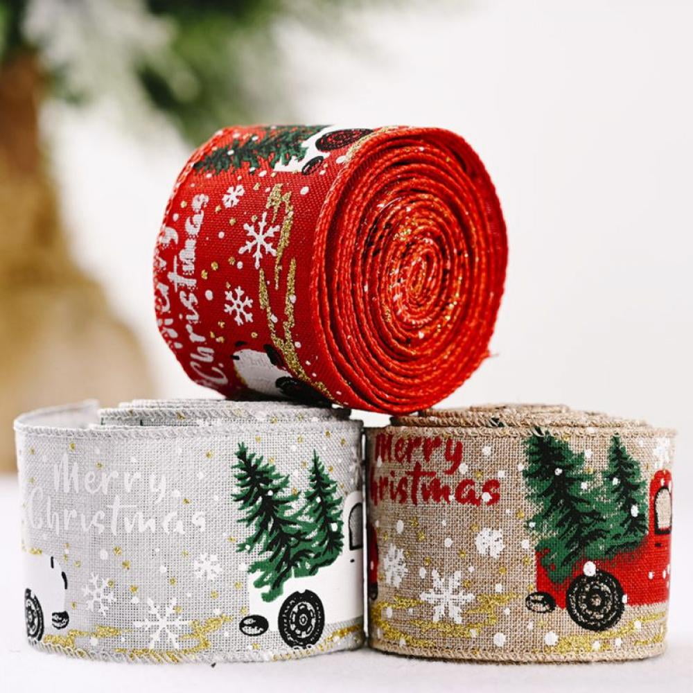 4" by 10 Feet by Country House RED PICKUP TRUCK Burlap Christmas Ribbon 