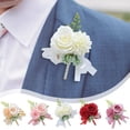 thumbnail image 1 of Pin broche de flores nupciales – Corsage artificial de rosa y claveles, pasadores decorativos florales multicolores, accesorio de traje de boda hecho a mano, 15x12cm, broche y broche, 1 of 6