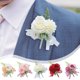 thumbnail image 1 of Pin broche de flores nupciales – Corsage artificial de rosa y claveles, pasadores decorativos florales multicolores, accesorio de traje de boda hecho a mano, 15x12cm, broche y broche, 1 of 6