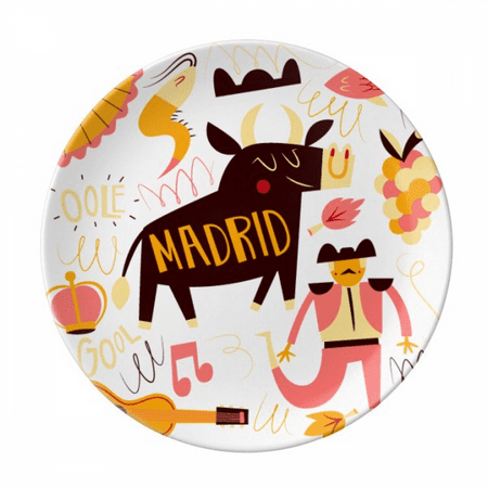 

Madrid Spanish Bullfight Music Fiesta Plate Decorative Porcelain Salver Tableware Dinner Dish