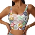 thumbnail image 1 of Balery Travel Stamp Sujetadores deportivos con espalda cruzada para mujer, acolchados, sin costuras, de alto impacto, ideales para yoga, gimnasio, entrenamiento y fitness.-Small, 1 of 8