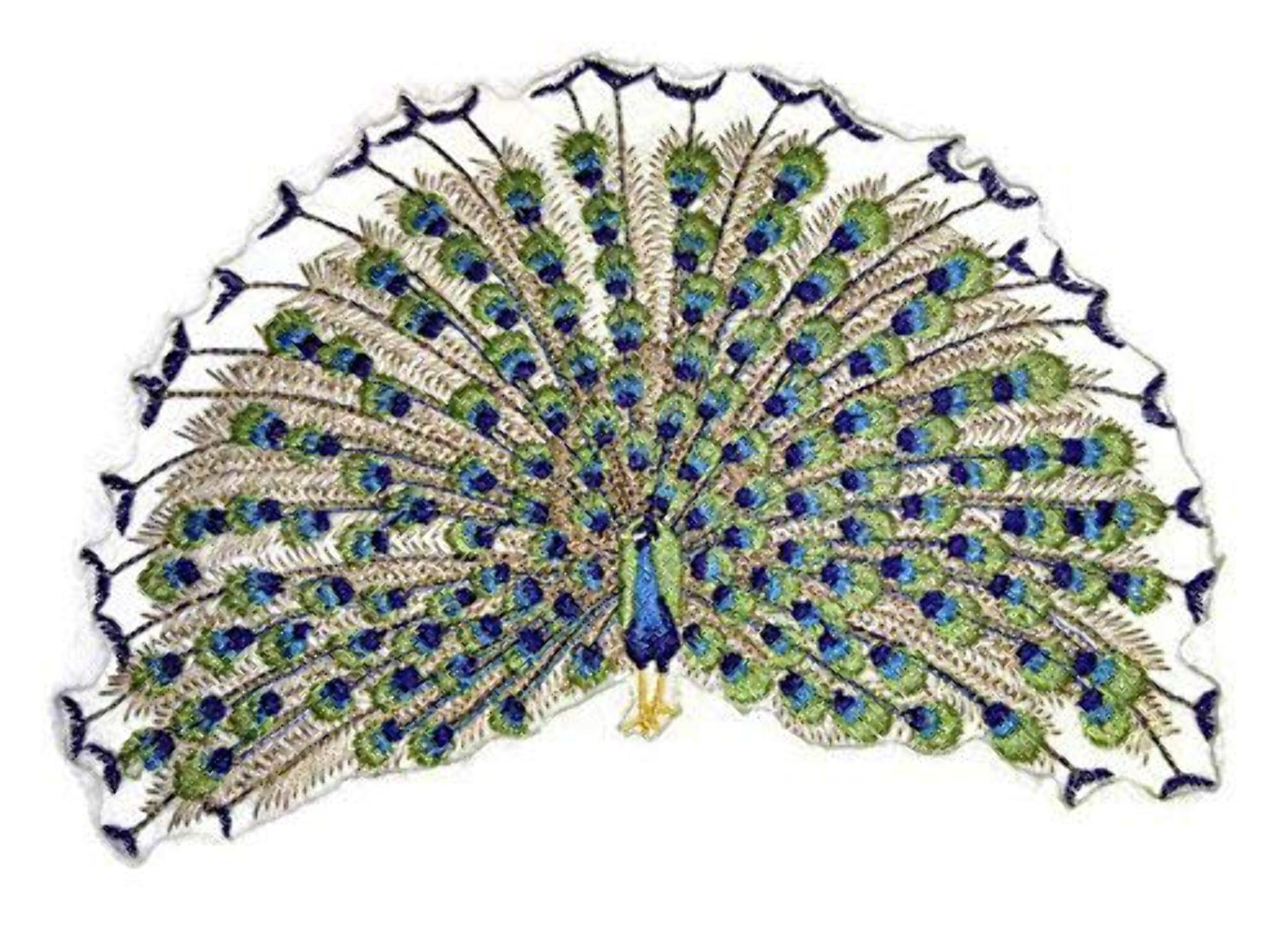 Dancing Peacock Embroidered Iron on/Sew patch [7.54" X 5.32"]