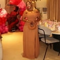 thumbnail image 3 of Women's Strapless Slash Neck Sleeveless Pleated Waistband Split Long Dress, Hips Wrapped, Solid Color, 3 of 24