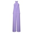 thumbnail image 4 of Scyoekwg Womens 2 Piece Outfits for Summer Tracksuit Sleeveless Round Neck Tops Wide Leg Pants Trendy Casual Loose Sweatsuits Sets Solid Color Matching Sets (Purple,XXL), 4 of 4