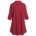 thumbnail image 2 of Frontwalk Ladies Shirts Lapel Neck Blouse Short Sleeve Tops Women Casual Tunic Shirt Button Down Claret 4XL, 2 of 6