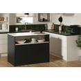 thumbnail image 3 of South Shore Olio Kitchen Island with Open Storage Shelf, in Matte Black and Faux White Marble, 3 of 15