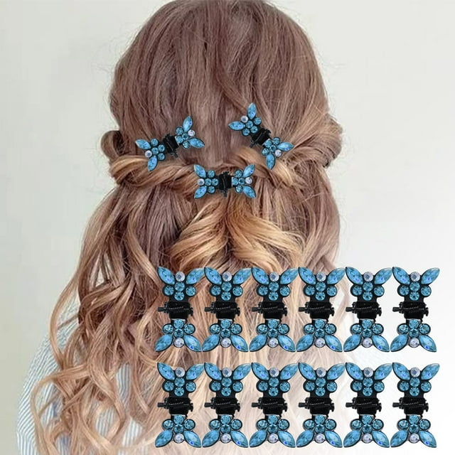 WIFKLSIIPG 12 Pack Women'S Hair Clip Clips Glitter Teeth Clips Rhinestone Hair Clips Metal Clips Flower Hair Accessories Butterfly Rhinestone Mini Smal Clips