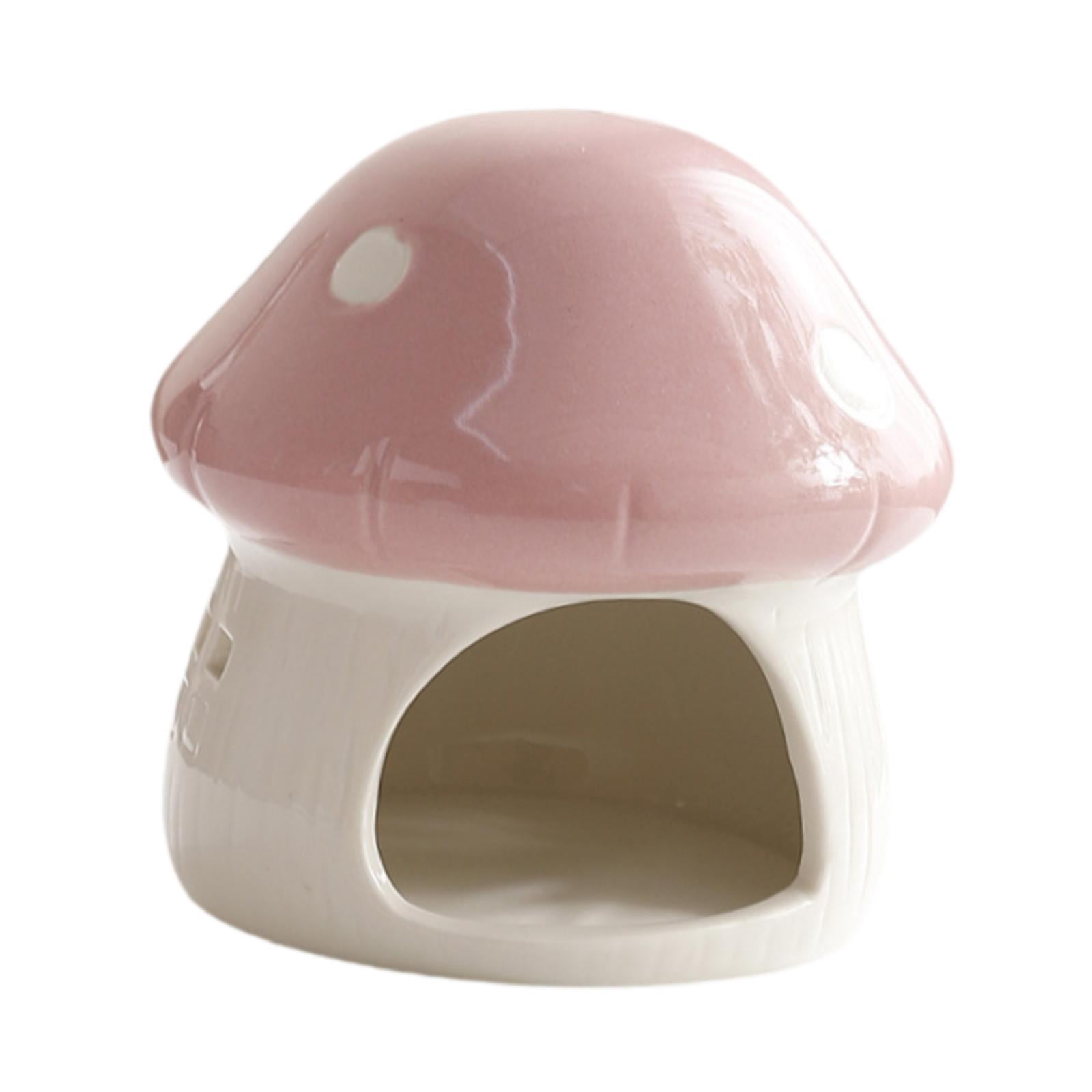 Hamster House Mushroom Shaped Ceramic Hideout Decorative Pink Small Animal Cage Indoor Use