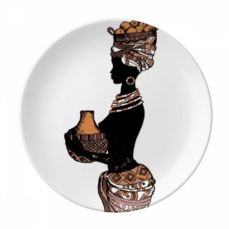 

African Pritive Aboriginal Black Plate Decorative Porcelain Salver Tableware Dinner Dish
