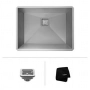 24 in. Pax Zero-Radius 18 Gauge Handmade Undermount Single Bowl Stainless Steel Laundry & Utility Sink with Noise Defend Soundproofing