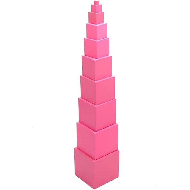 Pink Tower | Wooden Pink Tower Stacking Blocks | Stacking Toy Preschool Game Children Math Teaching Tool Children Board DIY Birthday Gift for Kids