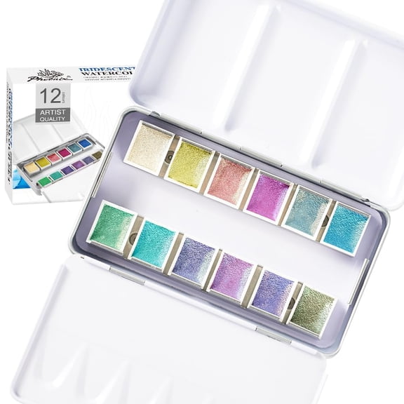 Set de pintura PHOENIX Iridescent, 12 medias bandejas portátiles