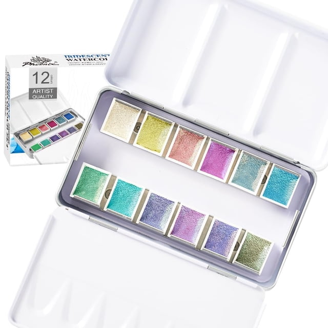 Set de pintura PHOENIX Iridescent, 12 medias bandejas portátiles