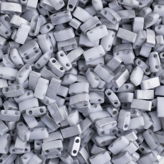 Miyuki Half Tila Cut 5x2.3mm (5.2g) 2-Hole Beads Opaque White Labrador Matte HTL4558