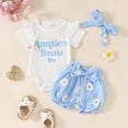 thumbnail image 2 of Sgkm Newborn Girl Outfits Baby Breathable 3 Piece Set Ruffle Romper and Shorts Floral Printed Toddler Clothes, 2 of 4