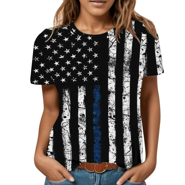 WEAIXIMIUNG Tunique de la Saint-Valentin Manches Courtes Chemise Ample Imprimée d'Été pour Femmes Blouse Florale Col Rond T-Shirts Décontractés pour Femmes
