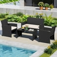 thumbnail image 1 of Costway 4 PCS Patio Conversation Set with Seat Cushions & Tempered Glass Tabletop, Porch White+Black, 1 of 10