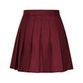 thumbnail image 6 of Women Girls Short Skirts High Waist Pleated Skater Tennis Skirt Summer Solid Color Cotton Linen Skirt Anti-Exposure Safety A Line Mini Skirts, 6 of 9