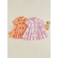 thumbnail image 3 of Miaouyo Little Toddler Girl Easter Dress Bunny/Carrot Short Sleeve Button-up Collared Tiered Ruffle Dresses for Summer Spring, 3 of 9