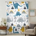 thumbnail image 2 of Cartoons Dinosaurs Semi Sheer Curtains Drapes for Living Room, Bedroom, French Doors Window 96 Inches Long, Cute Animals Palm Trees Mountains Rod Pocket Chiffon Curtain Drapery Voile Draperies Panel, 2 of 8