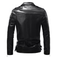 thumbnail image 4 of XFLWAM Men's PU Leather Jacket Causal Faux Leather Motorcycle Jacket Zipper Biker Coat Black 5XL, 4 of 9